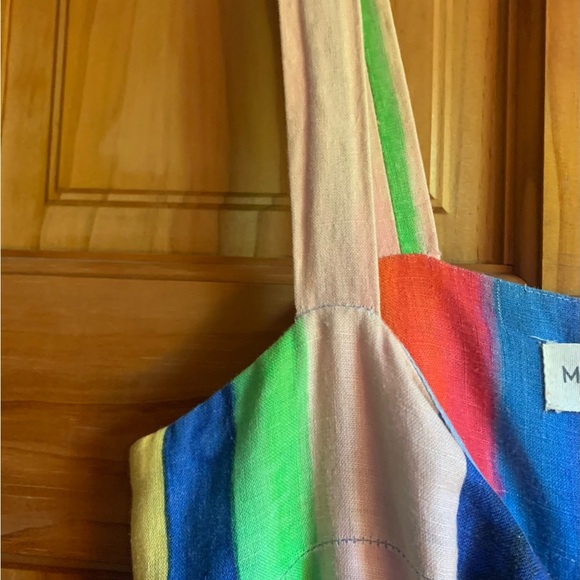 MARA HOFFMAN ORGANIC LINEN ANKLE DRESS TIE FRONT STRIPES SIZE 2 - Picture 3 of 10